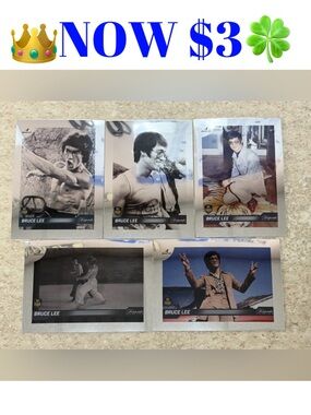 All 5 Bruce Lee Dragon 2024 Silver Chrome Refractor MMA Movie Cards BV $50